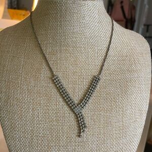 Silver art deco white stone necklace